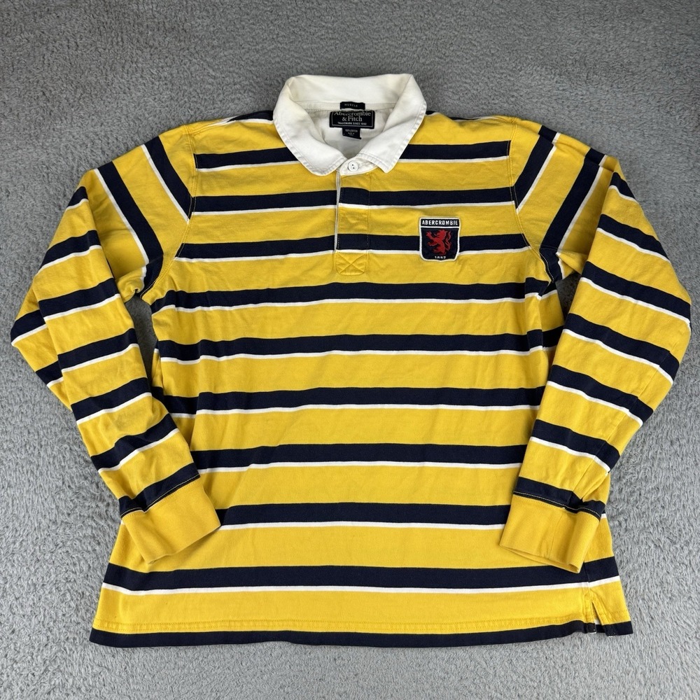 Y2K Abercrombie & Fitch Rugby Muscle Shirt Yellow & Blue SIZE XL Vintage Prep